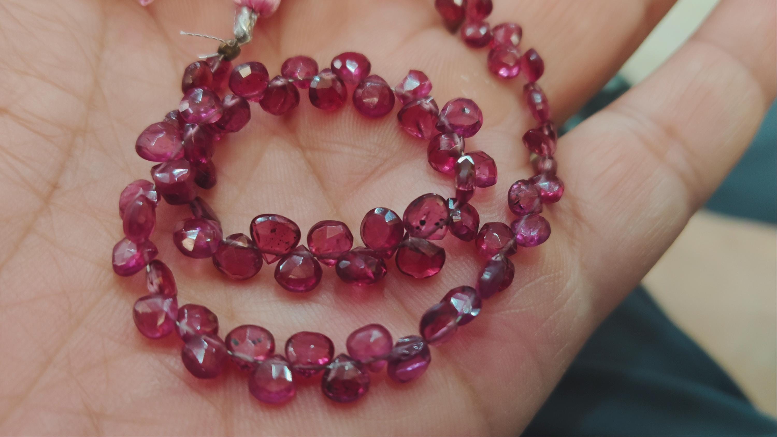 7 Inches Strand,pink Tourmaline Faceted Heart Shape Briolettes,size 4-5.5mm Approx