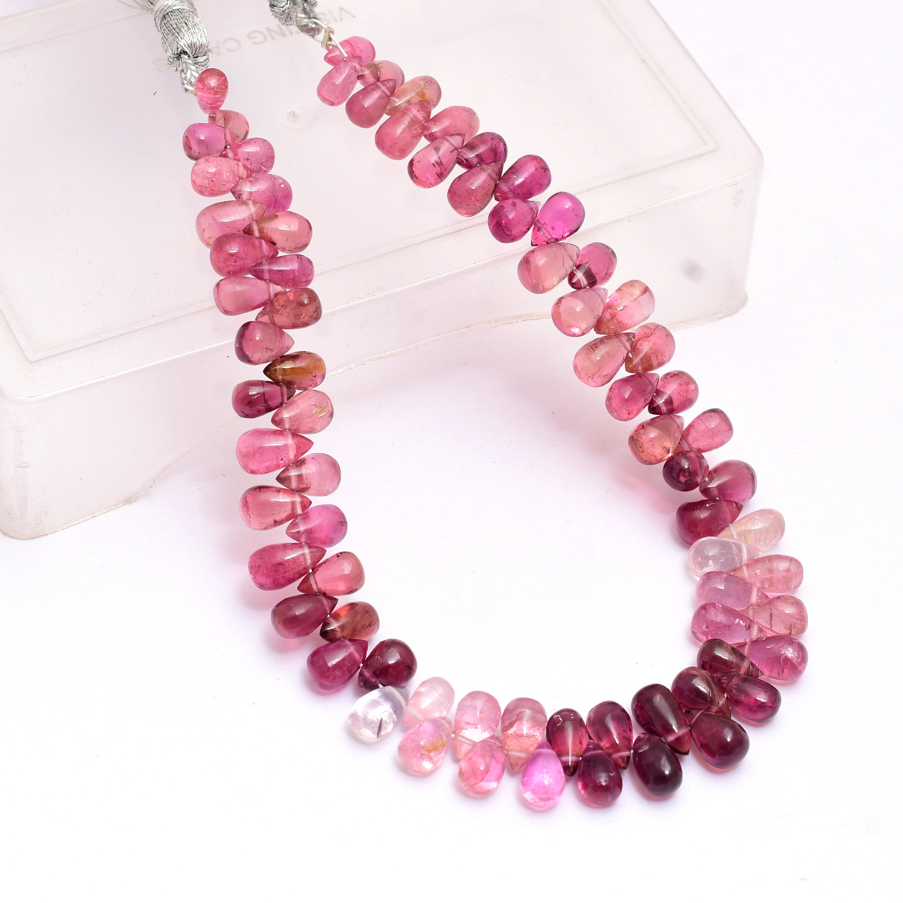 Aaa+ Pink Tourmaline Teardrop Beads | Hand Cut Smooth Gemstone Drops For Jewelry