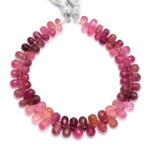 Pink Tourmaline Teardrop Briolette Beads | Gemstone Faceted Loose Drops, 8 Inch Pink Tourmaline Teardrop Briolette Beads | Gemstone Faceted Loose Drops, 8 Inch