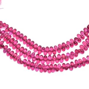 AAA Rubellite Tourmaline Quartz Faceted Teardrop Briolette Beads | Pink Tourmaline Hydro Quartz Gemstone Drops Beads for Jewelry | 6" Strand AAA Rubellite Tourmaline Quartz Faceted Teardrop Briolette Beads | Pink Tourmaline Hydro Quartz Gemstone Drops Beads for Jewelry | 6" Strand