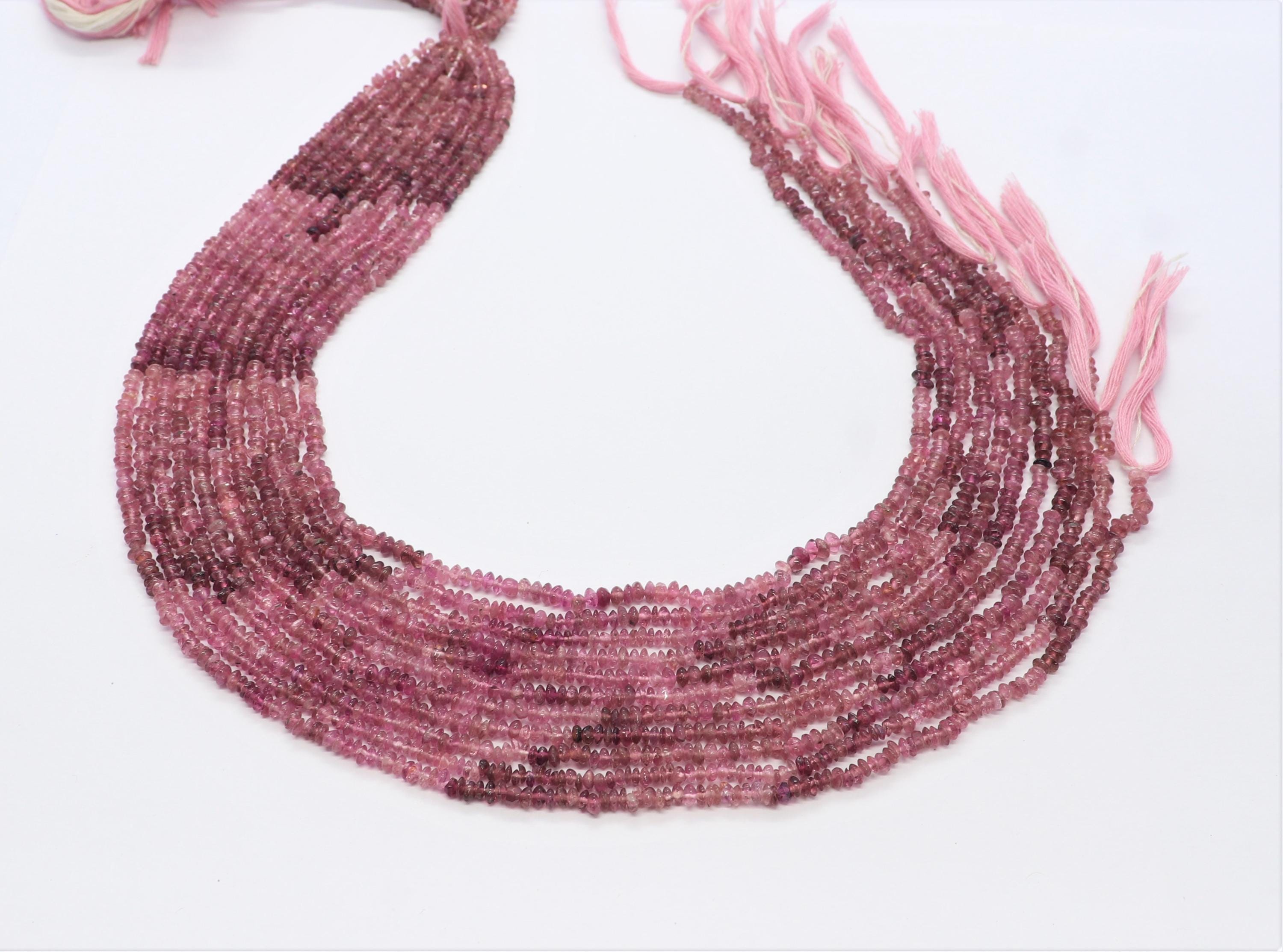 Aaa Natural Pink Tourmaline Smooth Button Beads, 3.5-4 Mm Pink Tourmaline Gemstone Beads, 13 Inch Tourmaline Button Shape Beads