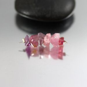 Pink Tourmaline Abstract Crystal Beads - Set Of 6 - 5 To 9 Mm