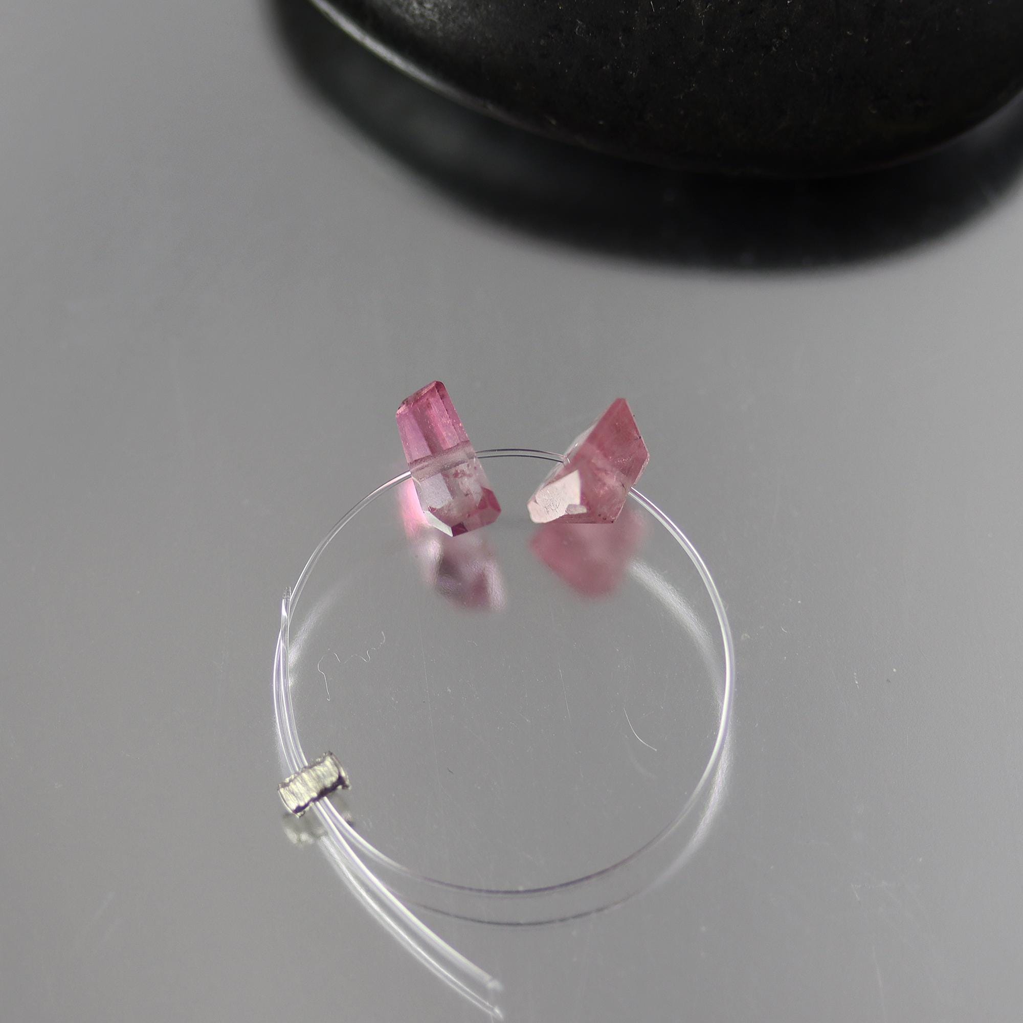 Pink Tourmaline Abstract Crystal Beads - Pair - 5 Mm