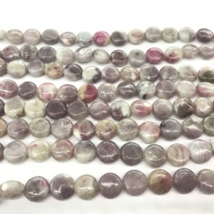 Genuine Pink Tourmaline 8mm - 20mm Flat Round Natural Loose Coin Beads 15 inch Jewelry Supply Bracelet Necklace Material Support Wholesale Genuine Pink Tourmaline 8mm - 20mm Flat Round Natural Loose Coin Beads 15 inch Jewelry Supply Bracelet Necklace Material Support Wholesale