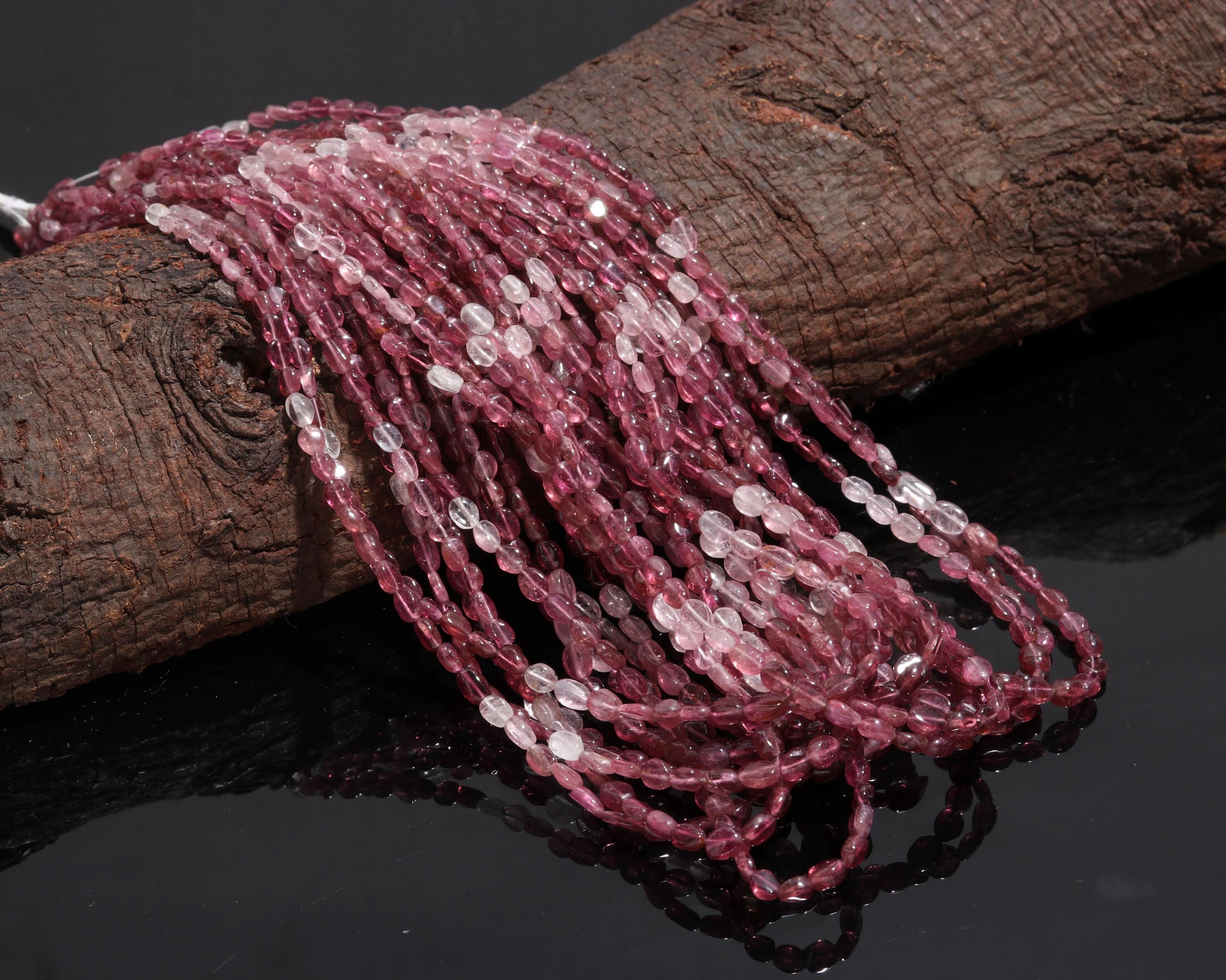 Grade Aaa+ Pink Tourmaline Beads, Natural Pink Tourmaline Smooth Oval Shape Gemstone Beads, 15" Strand For Jewelry Making, Women Gift