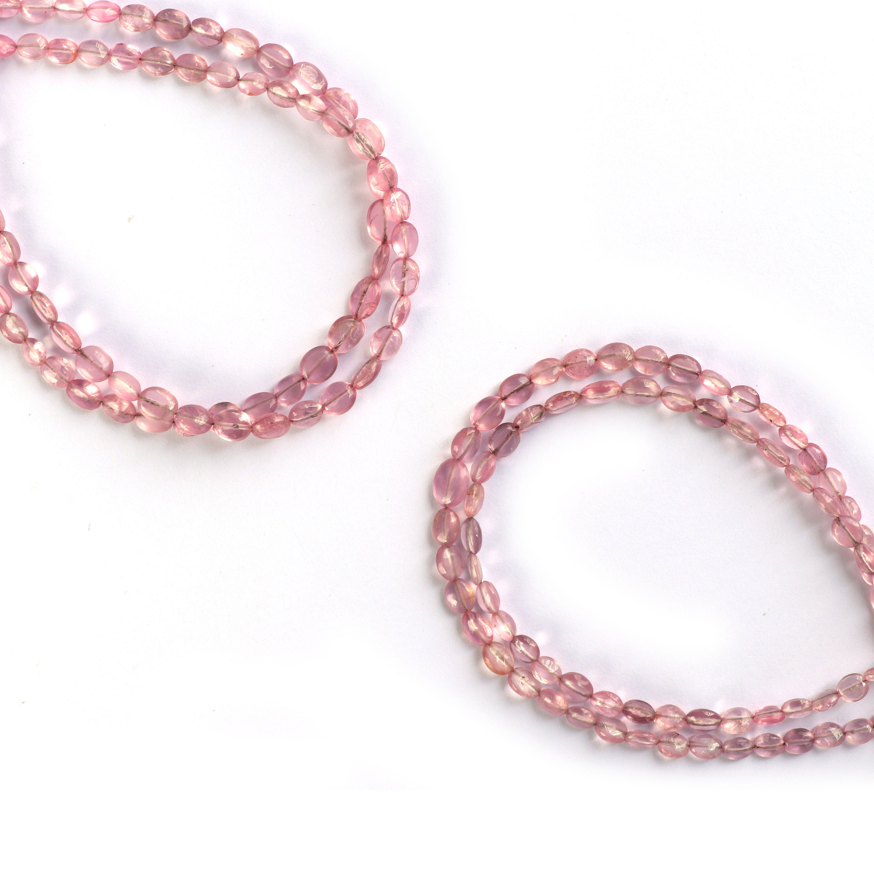 Natural Pink Tourmaline Oval Smooth Beads, 3x4 Mm To 5x6 Mm, Pink Tourmaline , 8 Inch, Per Strand Price