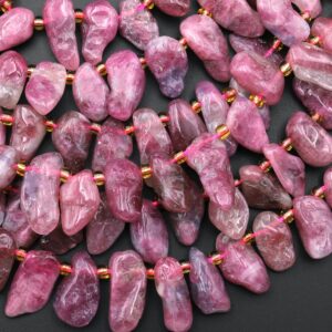 Natural Pink Tourmaline Freeform Petal Beads Top Side Drilled Gemstone 15.5" Strand Natural Pink Tourmaline Freeform Petal Beads Top Side Drilled Gemstone 15.5" Strand