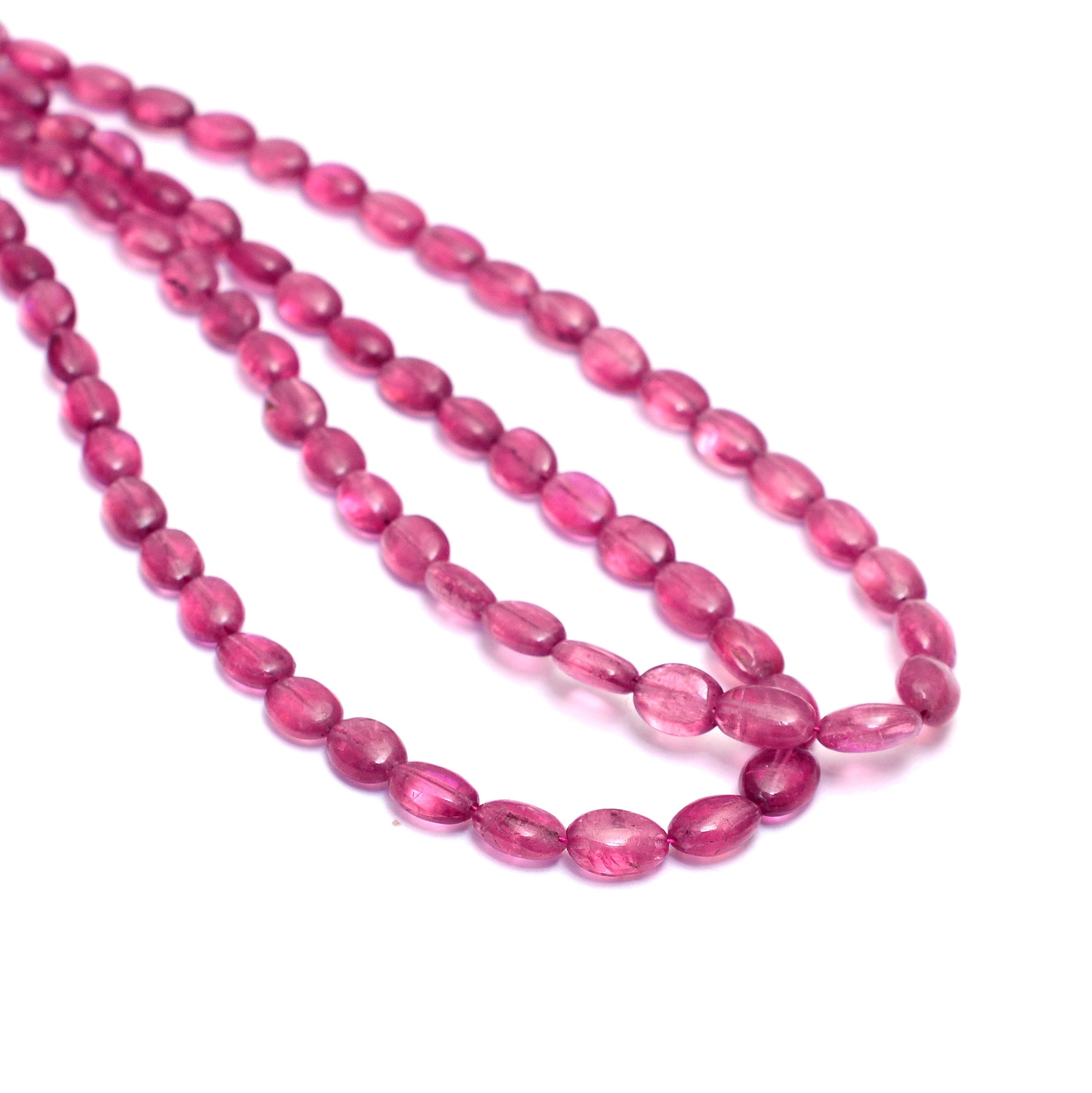 Natural Aaa+ Pink Tourmaline Gemstone 3x5mm-5x7mm Smooth Oval Beads | 16" Strand | Pink Tourmaline Semi Precious Gemstone Loose Oval Beads