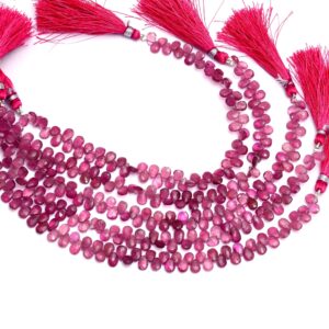 Natural Aaa+ Pink Tourmaline 7x5mm Faceted Pear Briolette Beads | Rubellite Tourmaline Precious Gemstone Beads For Jewelry | 8inch Strand Natural Aaa+ Pink Tourmaline 7x5mm Faceted Pear Briolette Beads | Rubellite Tourmaline Precious Gemstone Beads For Jewelry | 8inch Strand