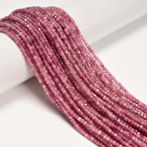Natural Pink Tourmaline Faceted Cube Beads Size 2.5mm 15.5'' Strand Natural Pink Tourmaline Faceted Cube Beads Size 2.5mm 15.5'' Strand