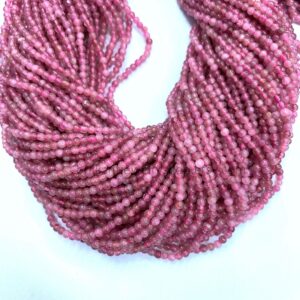 Natural Pink Tourmaline Beads Smooth 2mm 3mm 4mm Tiny Tourmaline Crystal Bead Genunine Pink Gemstone  Small Pink Semi Precious Stone