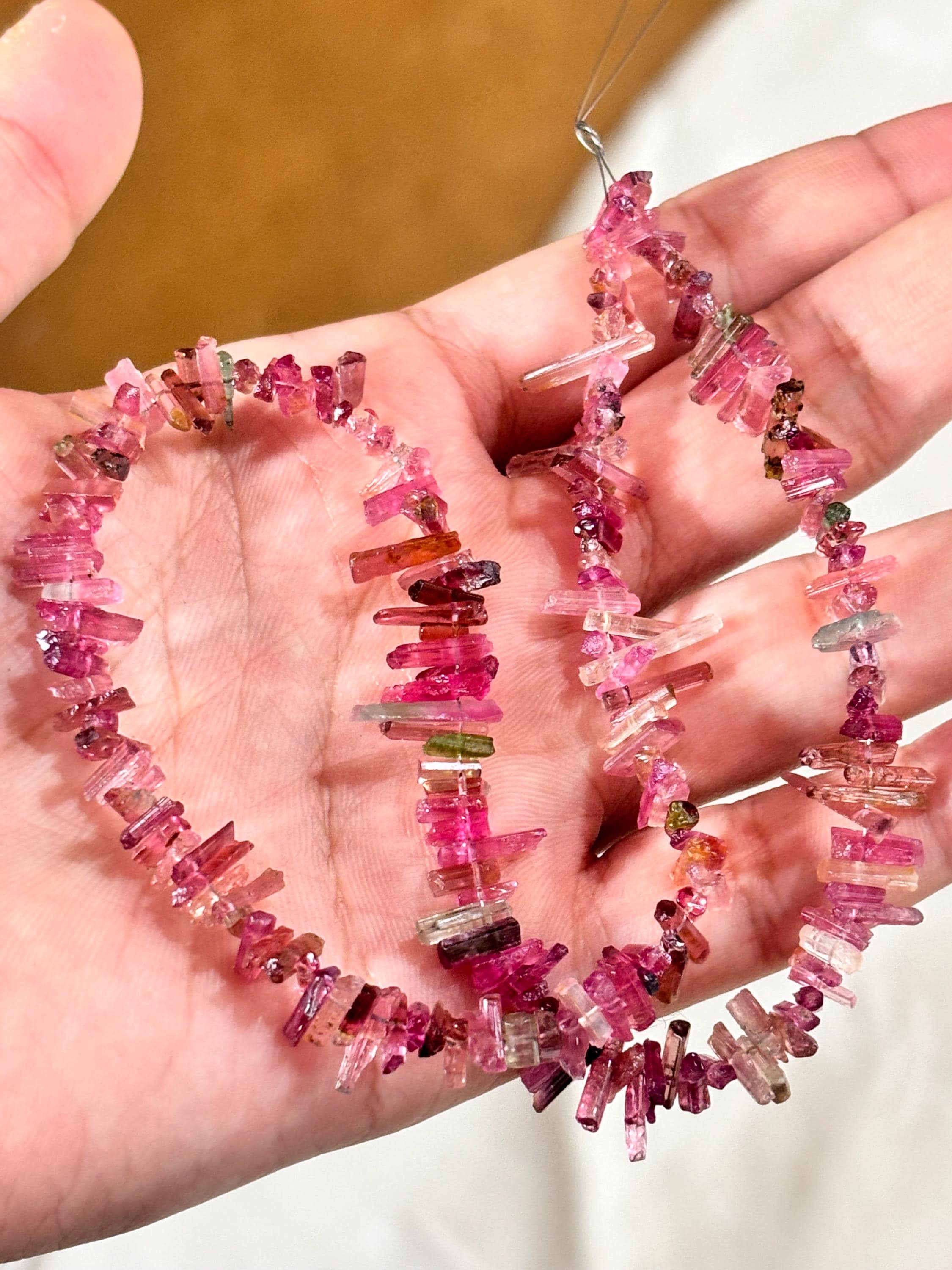 Natural Pink Tourmaline Crystal Stick Beads For Making Jewelry Necklace Earrings Design For Bracelets