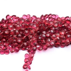 Rubellite Tourmaline Quartz 10mm Faceted Heart Briolette Beads | Pink Tourmaline Hydro Quartz Gemstone Heart Bead For Jewelry | 8inch Strand Rubellite Tourmaline Quartz 10mm Faceted Heart Briolette Beads | Pink Tourmaline Hydro Quartz Gemstone Heart Bead For Jewelry | 8inch Strand