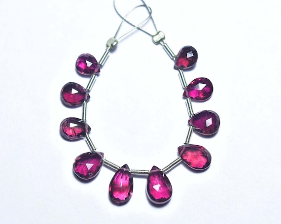 Superb Pink Tourmaline Faceted Pear Briolette - 10 Pcs - Natural Beautiful Pink Tourmaline Faceted Pear Briolette - Size 4x6 - 5x8 Mm #2151