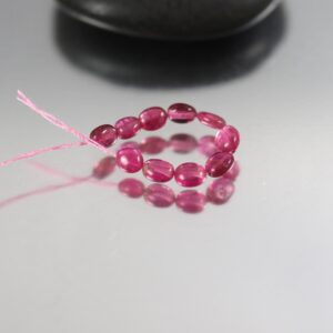 Tiny Rubellite Pink Tourmaline Oval Beads: AAA+ Quality, Set of 10 Tiny Rubellite Pink Tourmaline Oval Beads: AAA+ Quality, Set of 10