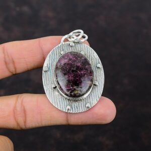 Pink Tourmaline 925 Sterling Silver Pendant - Handmade Designer Jewelry