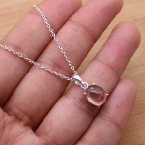 Tourmaline 925 Sterling Silver Natural Pink Tourmaline Gemstone Jewelry Pendant W / Or W / o Chain ~ October Birthstone ~ Gift For Birthday
