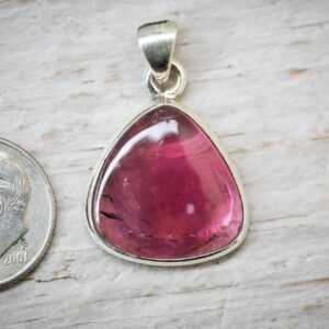 Pink Tourmaline Cabochon Pendant: Natural Gemstone Necklace
