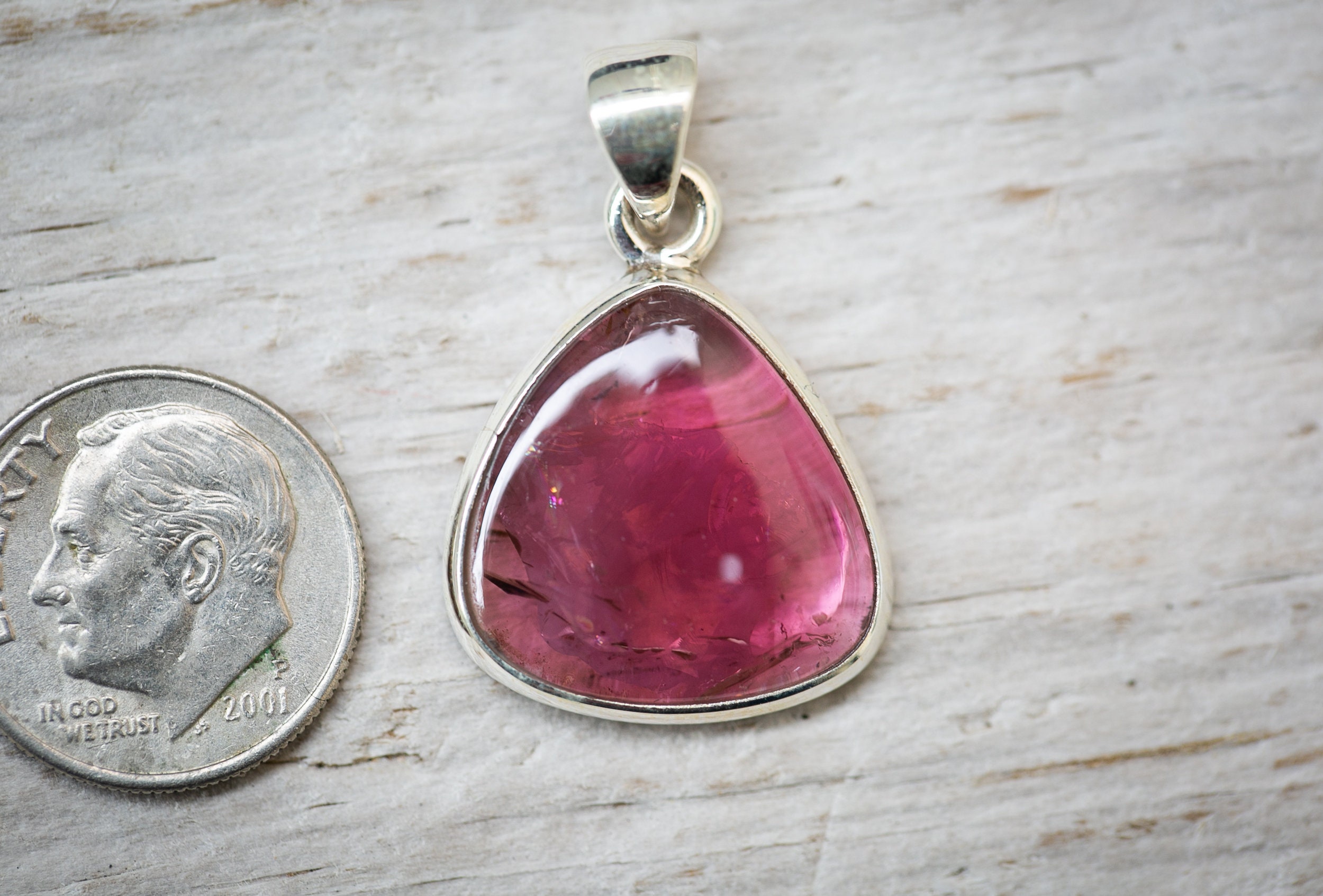Pink Tourmaline Cabochon Pendant: Natural Gemstone Necklace