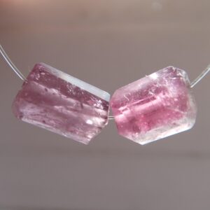 Pink Tourmaline Crystals 8-9mm Beads-2 Pcs Gemstone -pendant Jewelry Making-focal Craft Natural Beads