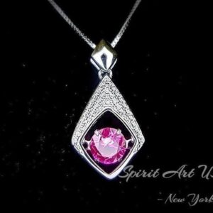Pink Tourmaline Necklace Sterling Silver Dynamic Swing Round Pink Tourmaline 0.85 Ct - 18kgp Pendant #175