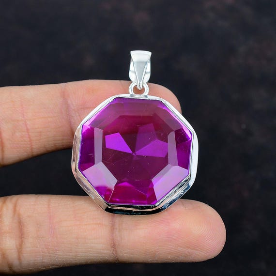 Faceted Pink Tourmaline Pendant: Handmade 925 Sterling Silver Jewelry