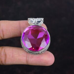 Faceted Pink Tourmaline Pendant: Handmade 925 Sterling Silver Antique Jewelry