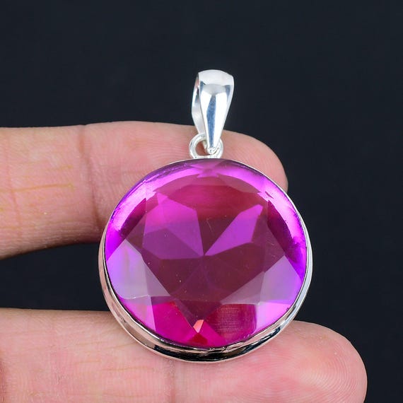 Faceted Pink Tourmaline Pendant: Handmade 925 Sterling Silver Boho Jewelry Faceted Pink Tourmaline Pendant: Handmade 925 Sterling Silver Boho Jewelry