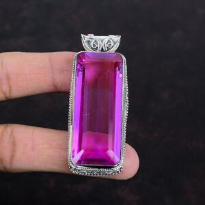 Faceted Pink Tourmaline Pendant: Handmade 925 Sterling Silver Vintage Jewelry