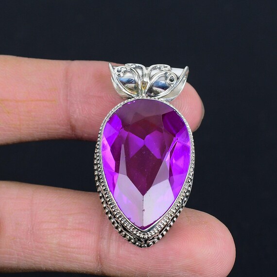 Faceted Pink Tourmaline Pendant: Handmade 925 Sterling Silver Vintage Jewelry Faceted Pink Tourmaline Pendant: Handmade 925 Sterling Silver Vintage Jewelry