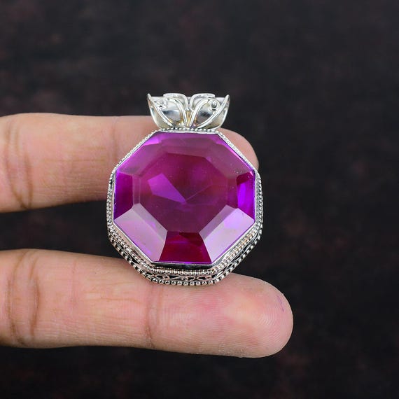 Faceted Pink Tourmaline Pendant: Handmade 925 Sterling Silver Jewelry