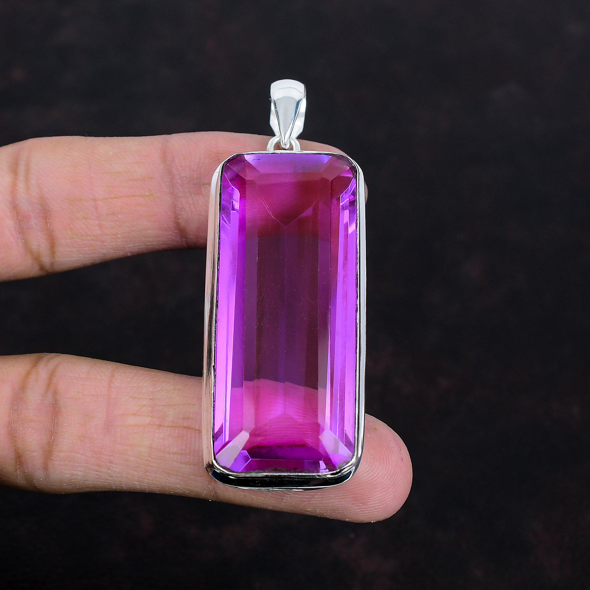 Faceted Pink Tourmaline Pendant: Handmade 925 Sterling Silver Jewelry