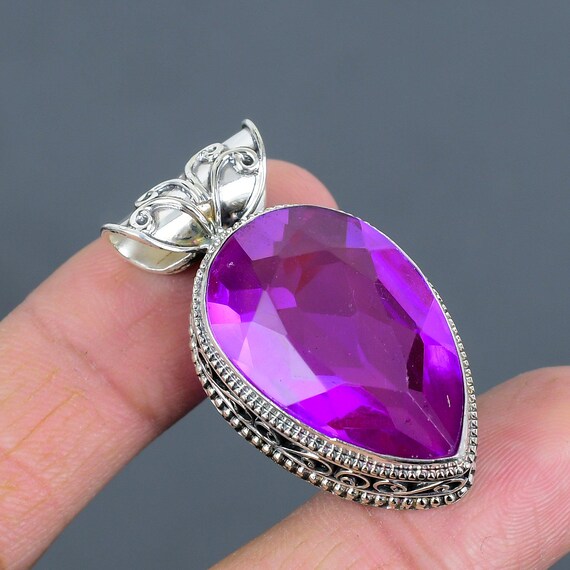 Faceted Pink Tourmaline Pendant: Handmade 925 Sterling Silver Jewelry
