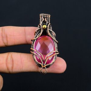Pink Tourmaline Gemstone Pendant Copper Wire Wrapped Pendant Pink Tourmaline Pendant Handmade Jewelry Tourmaline Necklace Gift For Sister