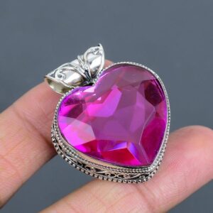 Heart Pink Tourmaline Pendant: Handmade 925 Sterling Silver Gemstone Jewelry