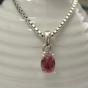 Natural Pink Tourmaline Pendant: 925 Sterling Silver Necklace, October Birthstone