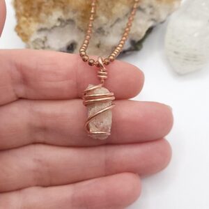 Pink Tourmaline Necklace | Raw Crystal Pendant In Copper | Heart Chakra Jewelry | Emotional Healing Gift | Self Love Crystal For Her