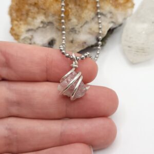Pink Tourmaline Necklace | Raw Crystal Pendant In Silver | Heart Chakra Jewelry | Emotional Healing Gift | Self Love Crystal For Her