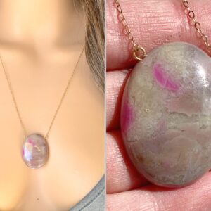 Pink Tourmaline Necklace, Watermelon Tourmaline Pendant Necklace, October Birthday Gift, Pink Stone Necklace, Gemstone Pendant Exact Stone