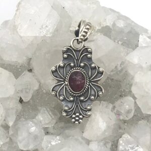 Rough Pink Tourmaline Pendant Necklace