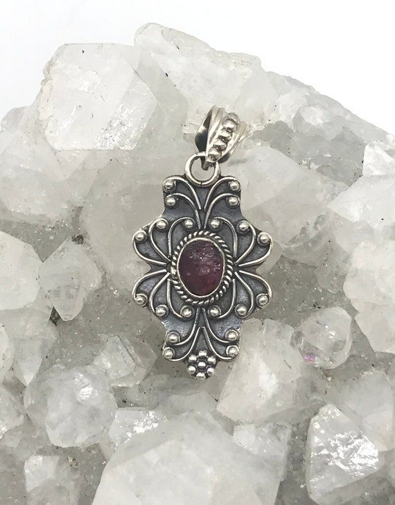Rough Pink Tourmaline Pendant Necklace