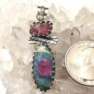 Ruby In Fuchsite And Rough Pink Tourmaline Pendant