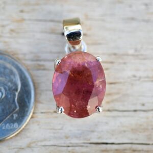Pink Tourmaline Sterling Silver Pendant: Heart Chakra Healing