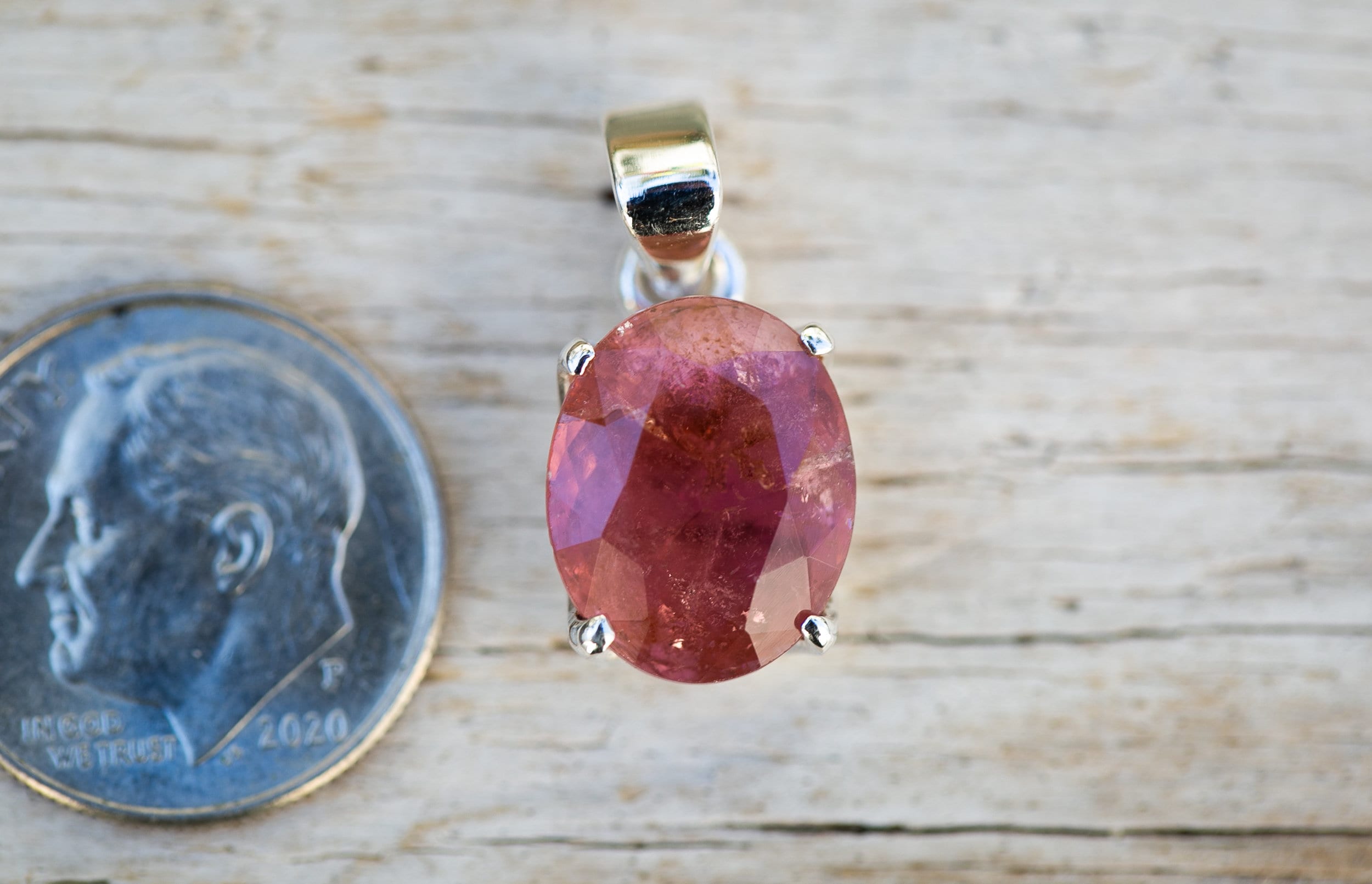Pink Tourmaline Sterling Silver Pendant: Heart Chakra Healing