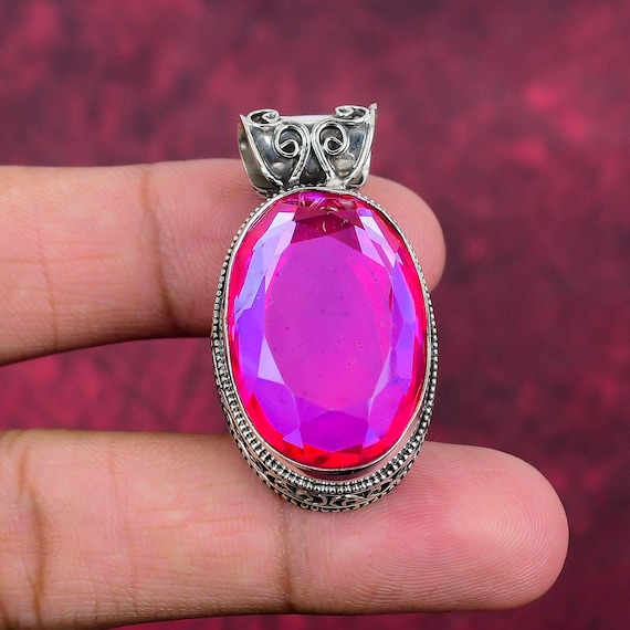 Unique Pink Tourmaline Pendant, 925 Sterling Silver Handmade Jewelry, Women's Handmade Pendant Adjustable Pendant Gift For Introverted