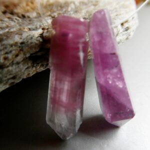 Watermelon Tourmaline Terminated Point Beads -22mm Fits 1mm Cord-2 Pcs-jewelry Making-pendant Natural Craft Beads