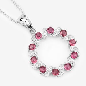 Pink Tourmaline Pendant, Wreath Design Natural Pink Tourmaline Silver Pendant Necklace For Women, Natural Pink Gemstone Pendant Necklace