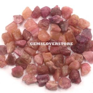 25 Untreated Pink Tourmaline Raw Crystals: Natural Rough Gemstones (8-10 MM)