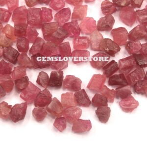 50 Raw Pink Tourmaline Gemstones: Natural Untreated Rough Stones (4-6 Mm)