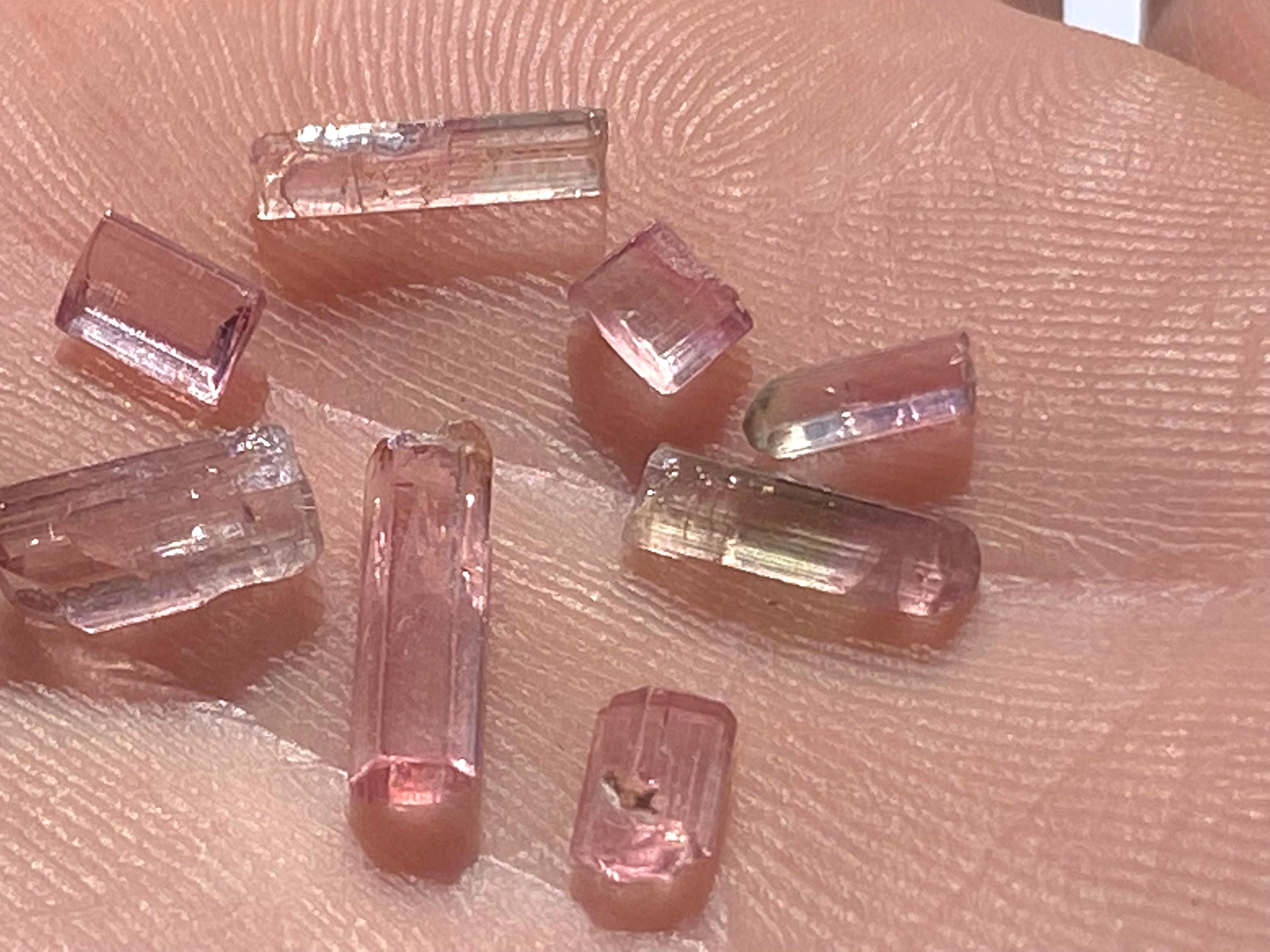 8 Pink Tourmaline Crystal Specimens 1 Gram Natural Terminated Jewelry Grade Specimen Lot